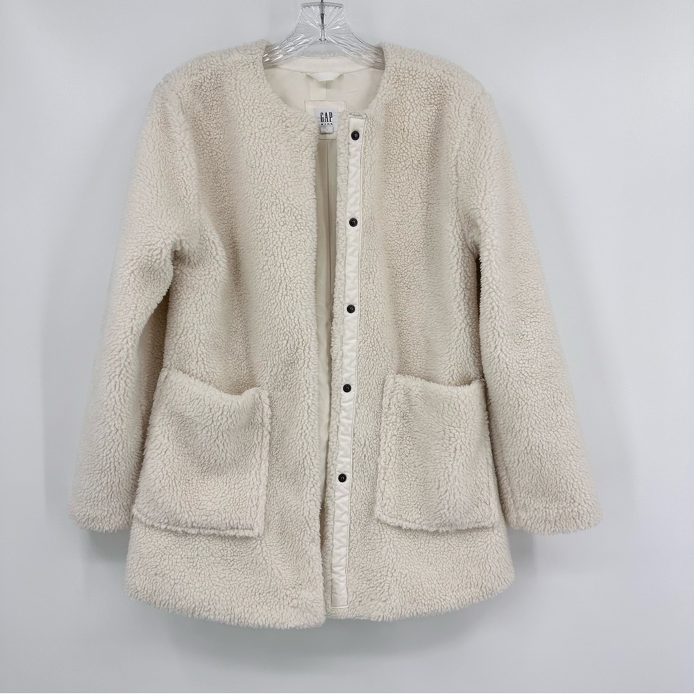 Gap Kids Long Sherpa Jacket Ivory Frost Size XXL